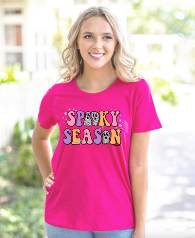 Spooky Season on Hot Pink Crewneck Tee