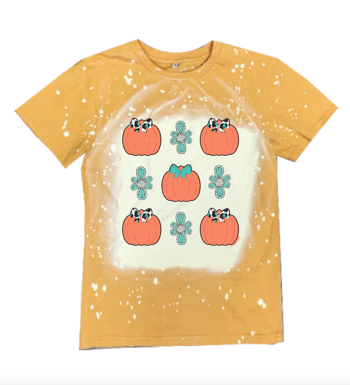 Western Pumpkins on Mustard Splatter Tee