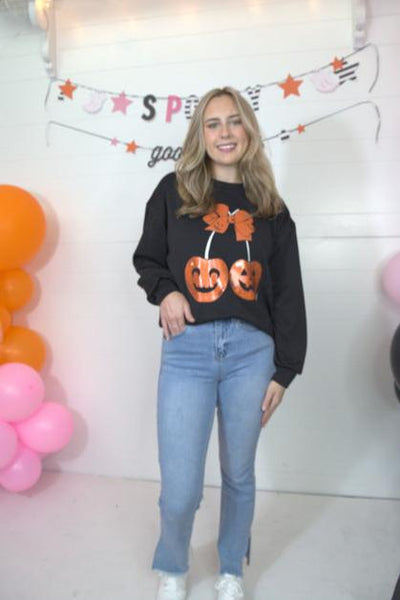 (WEB) Cherry Pumpkin Black Athletic Sweatshirt