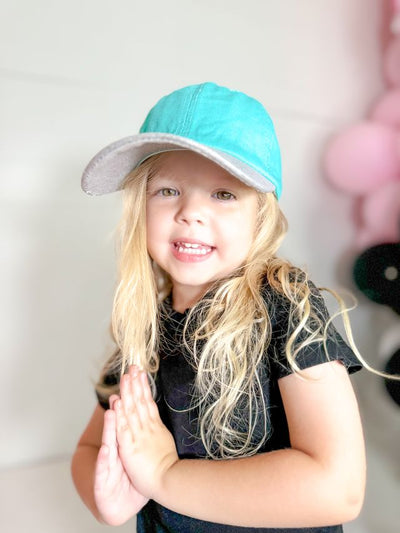 GIRLS Silver Glitter Bill Hat, Turquoise