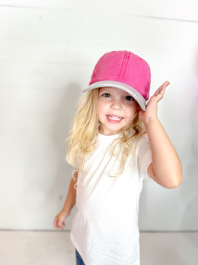 GIRLS Pink Hat with Silver Glitter Bill