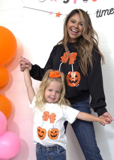 Girls' Cherry Pumpkin White Cuff Tee.