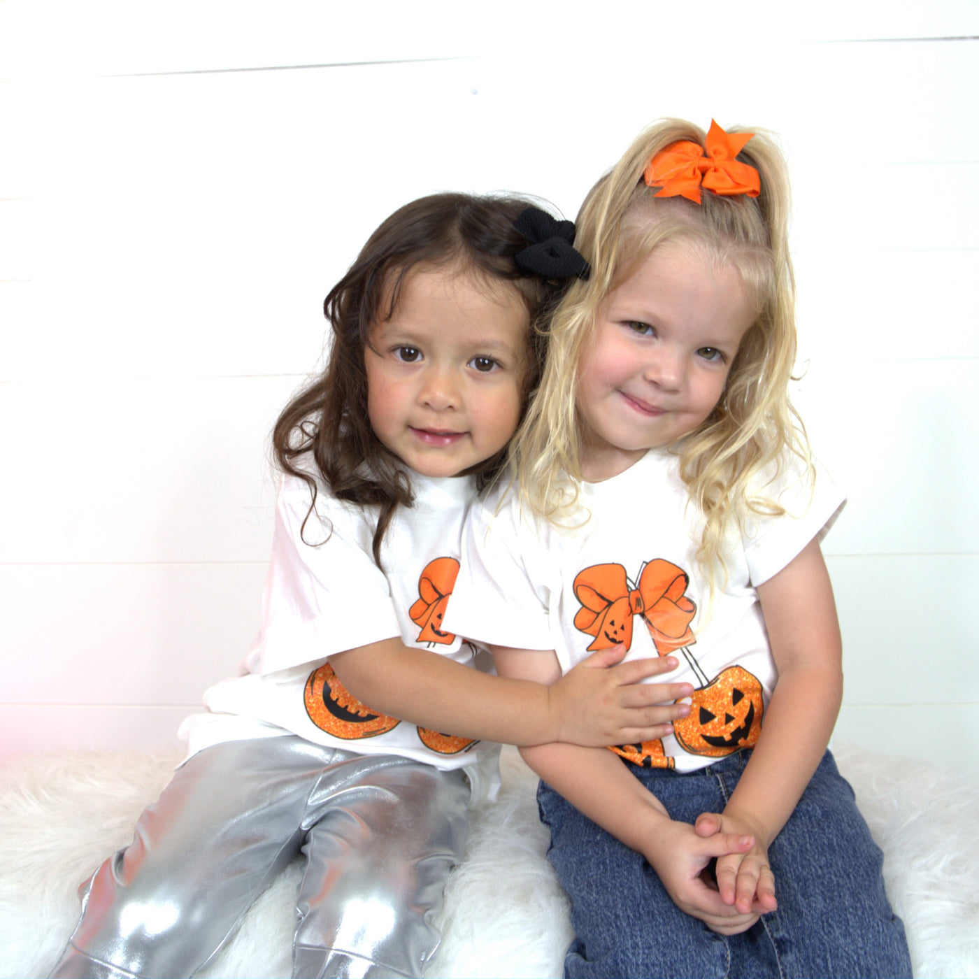 Girls' Cherry Pumpkin White Cuff Tee.