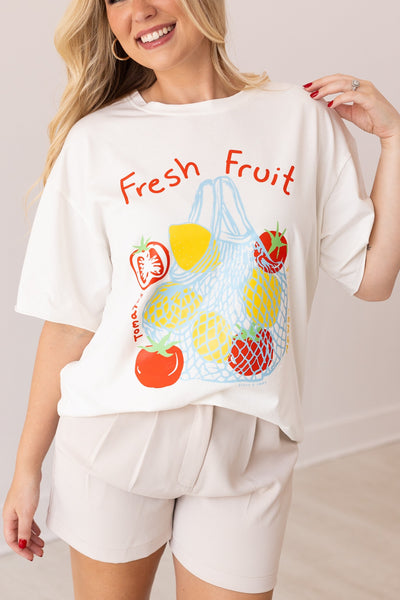 Fresh Fruit On White Relaxed Fit Tee