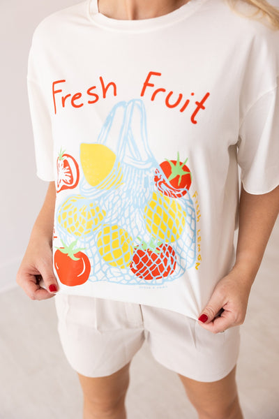 Fresh Fruit On White Relaxed Fit Tee