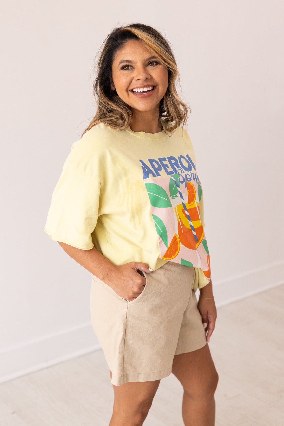 Aperol Spritz On Yellow Relaxed Fit Tee