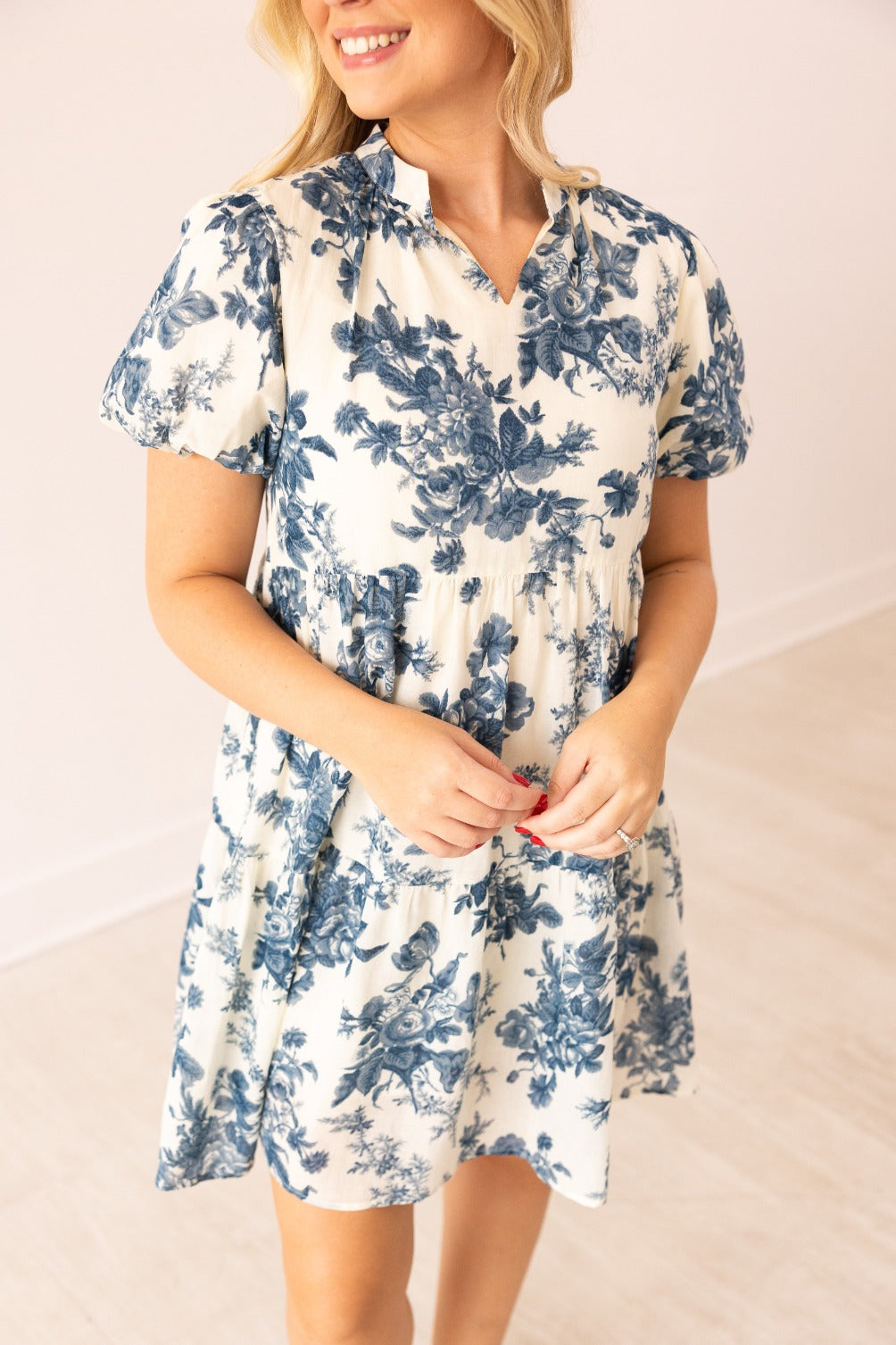 Blue and Ivory Floral Dress