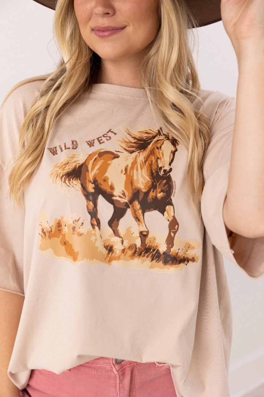 Wild West on Beige Relaxed Fit Tee