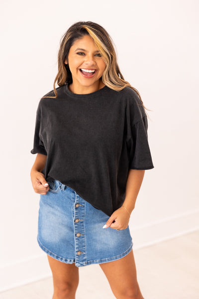 Black Boxy Tee Blank