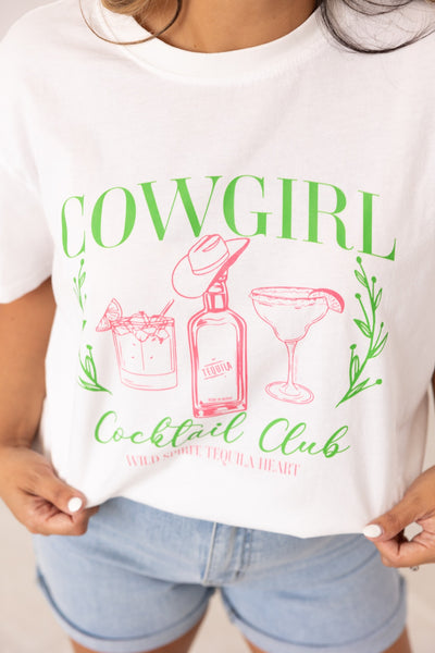 Cowgirl Cocktail on White True Fit Tee