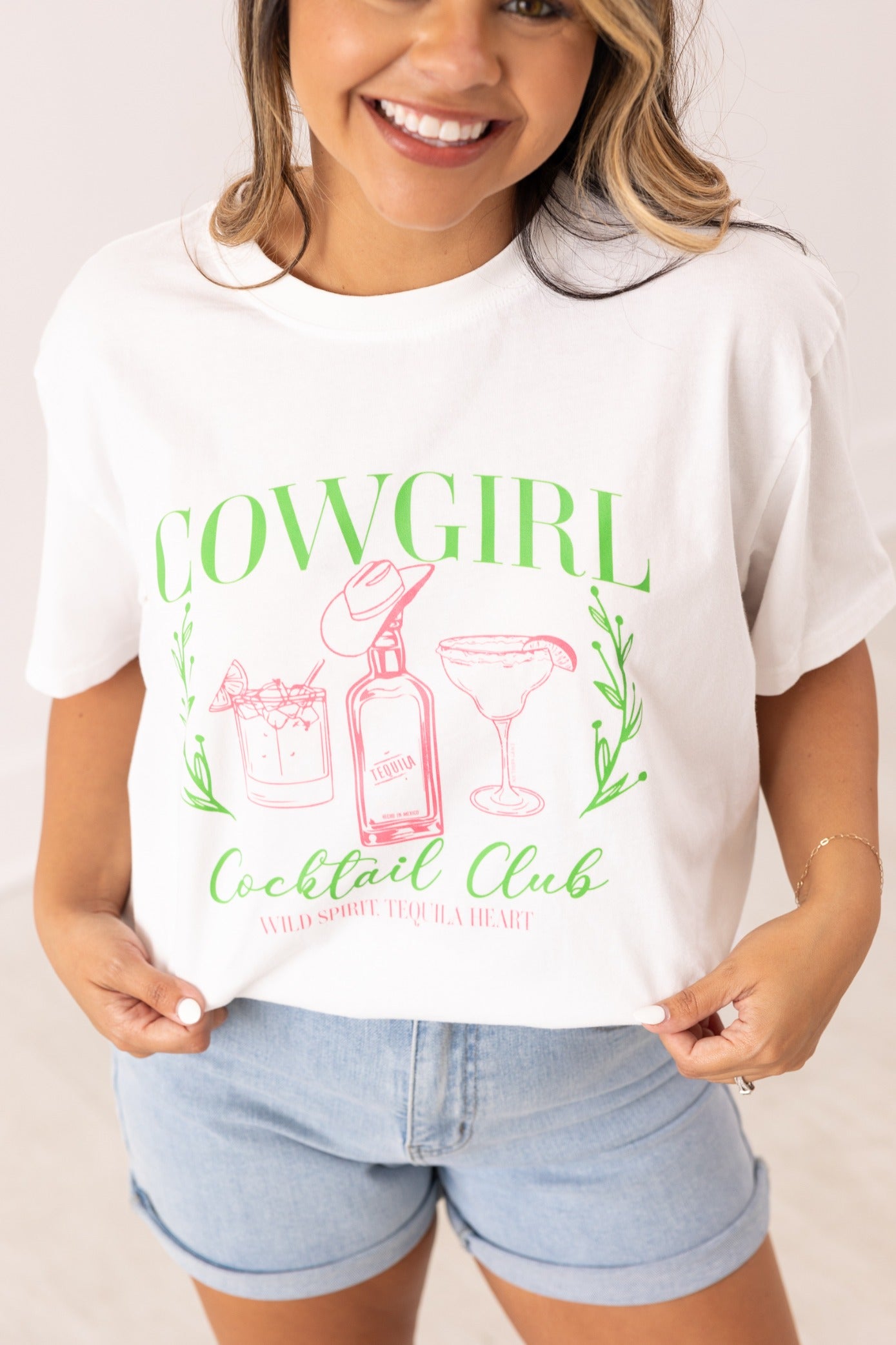 Cowgirl Cocktail on White True Fit Tee