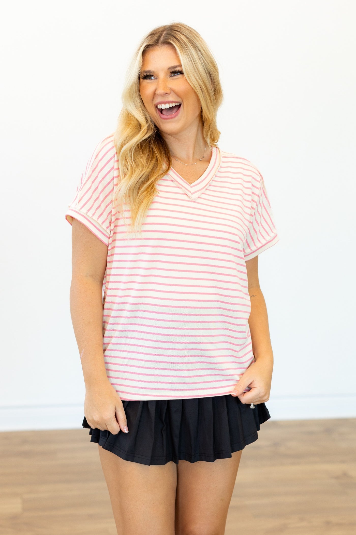 The Lucy Stripe Top, Pink