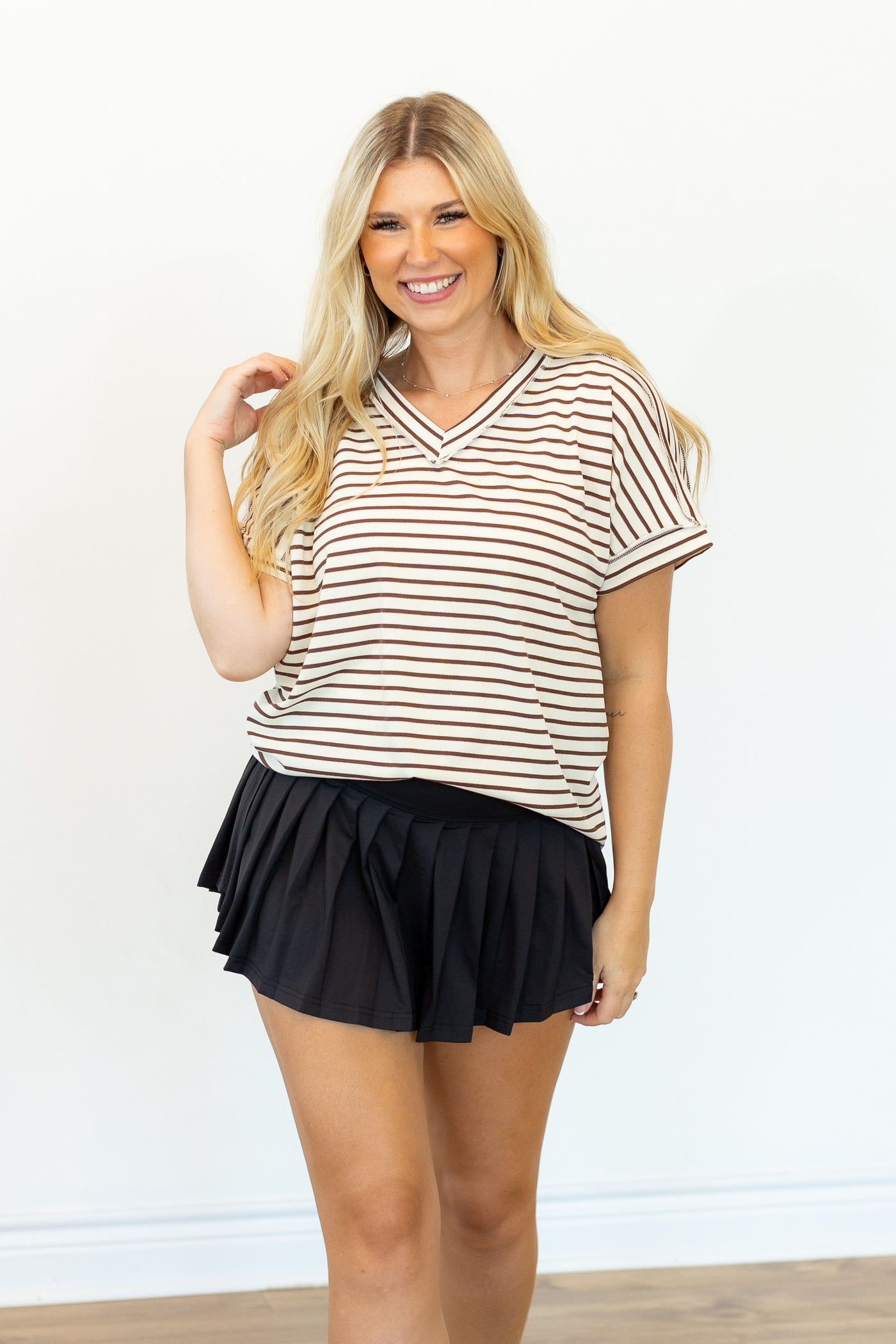 The Lucy Stripe Top, Brown