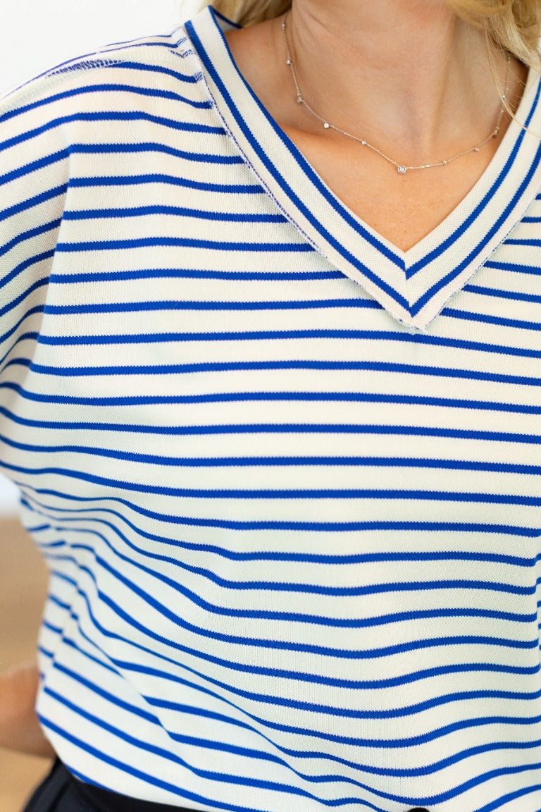 The Lucy Stripe Top, Blue