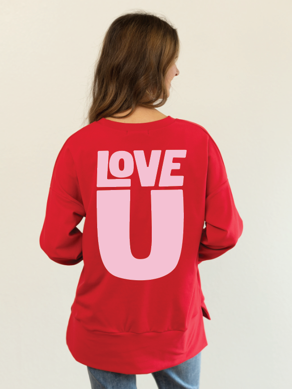 Love U Red Micro Fleece Crewneck Micro Fleece Crewneck