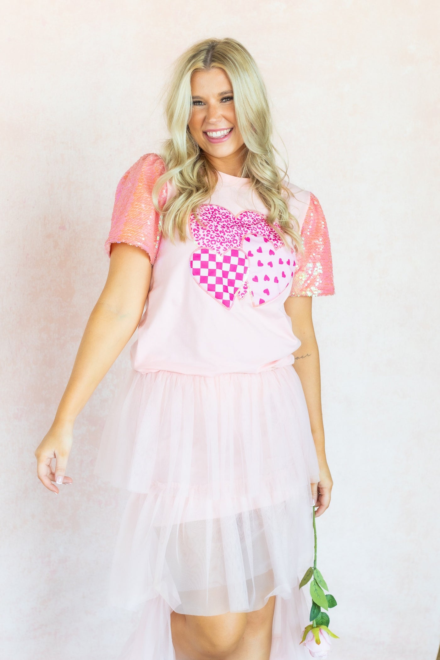 Three Sweet Hearts Sparkle Top