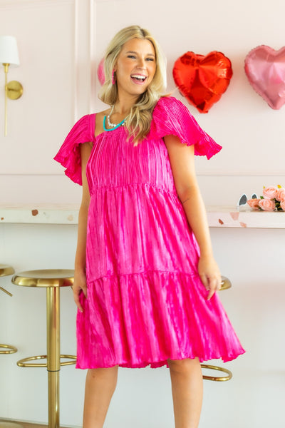 Pleated Versi Dress, Pink