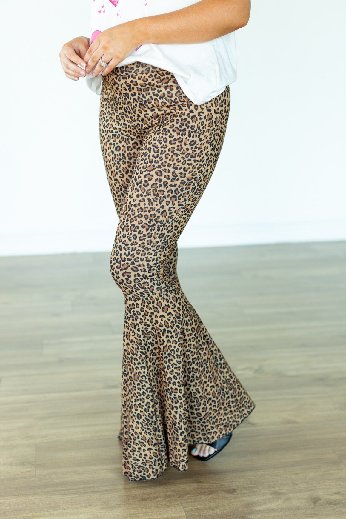 The Wild Ones Leopard Flare Pants, Tan