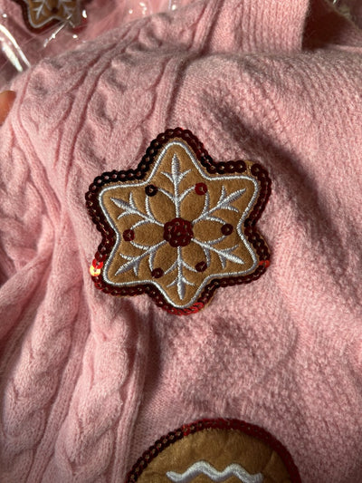 Pink Gingerbread Man Cardigan (AS IS)