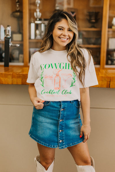 Cowgirl Cocktail on White True Fit Tee