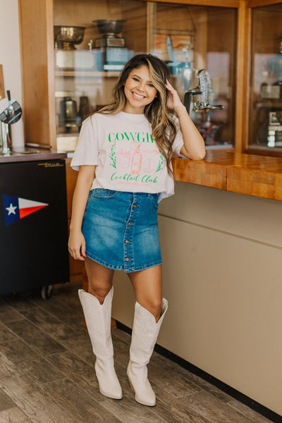 Cowgirl Cocktail on White True Fit Tee