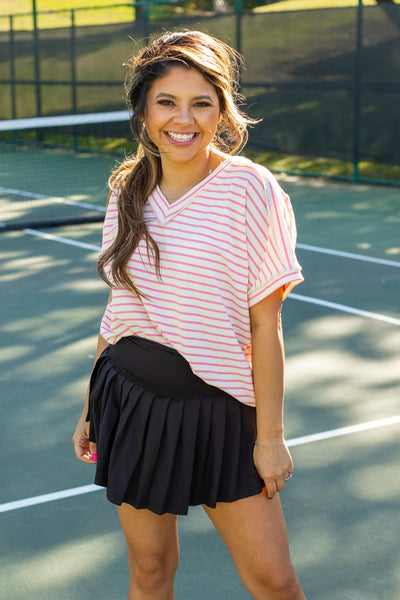 Black Pleated Skort With Pocket