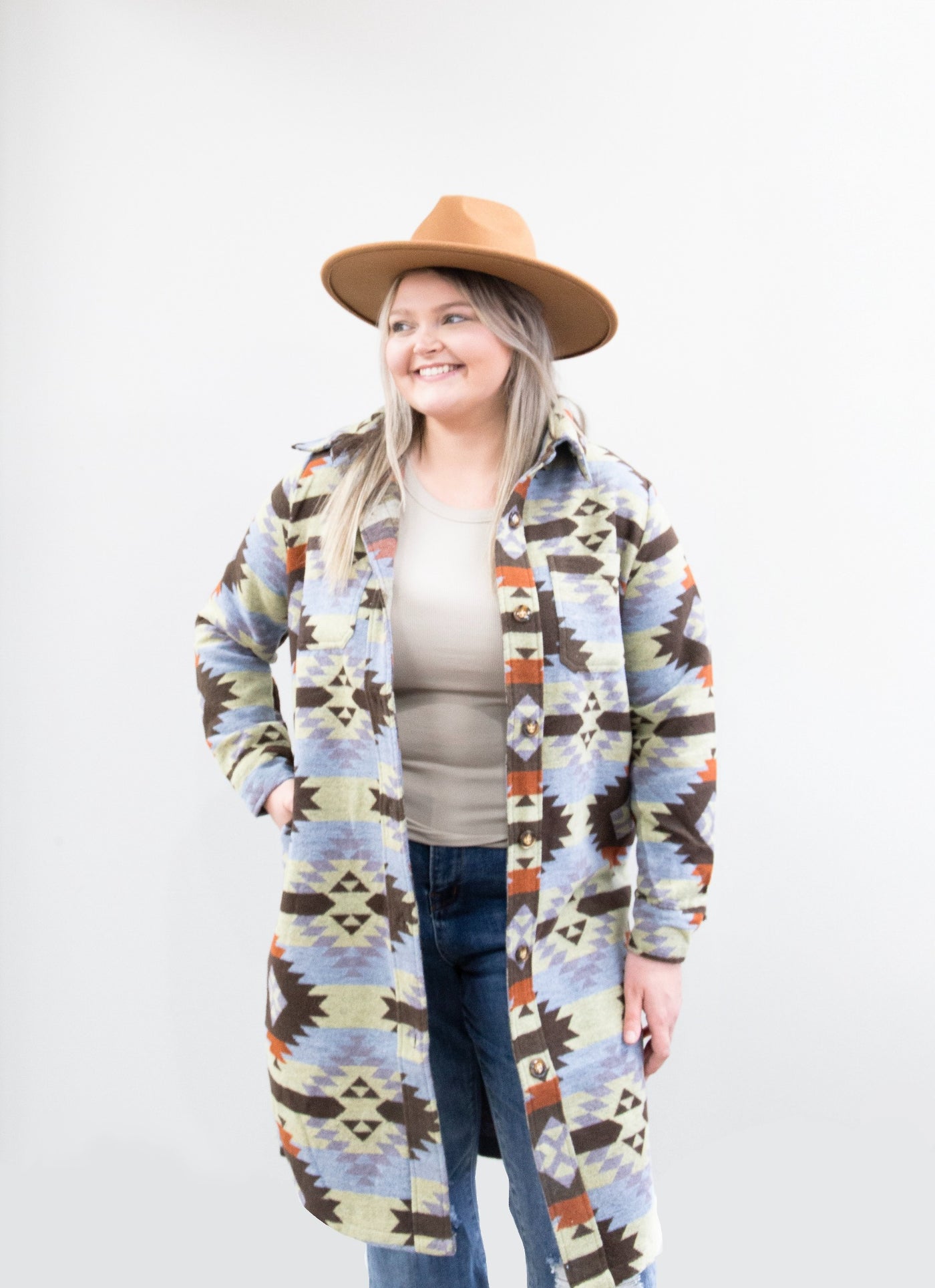 Multi Aztec Print Coat