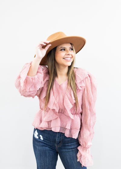 Pink Ruffle Blouse