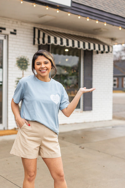 Promises of God on Grey Blue Tee Shirt