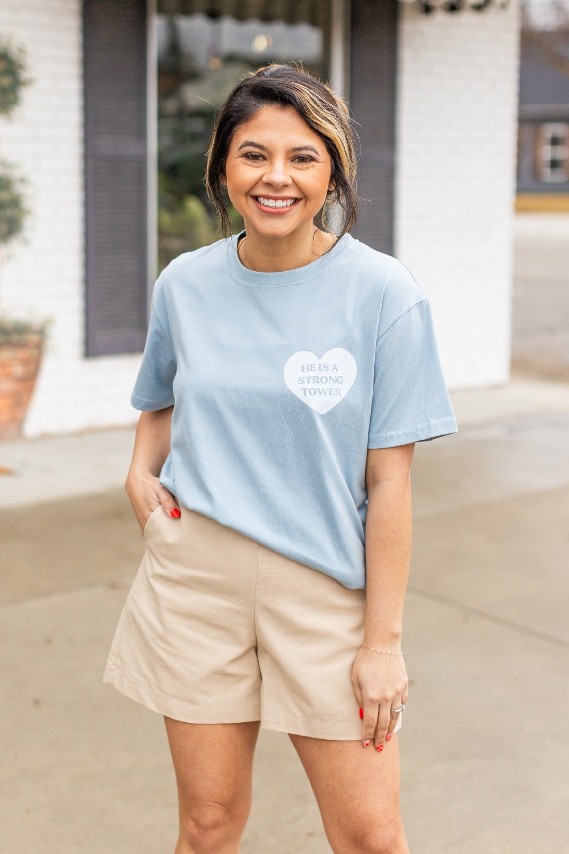 Promises of God on Grey Blue Tee Shirt