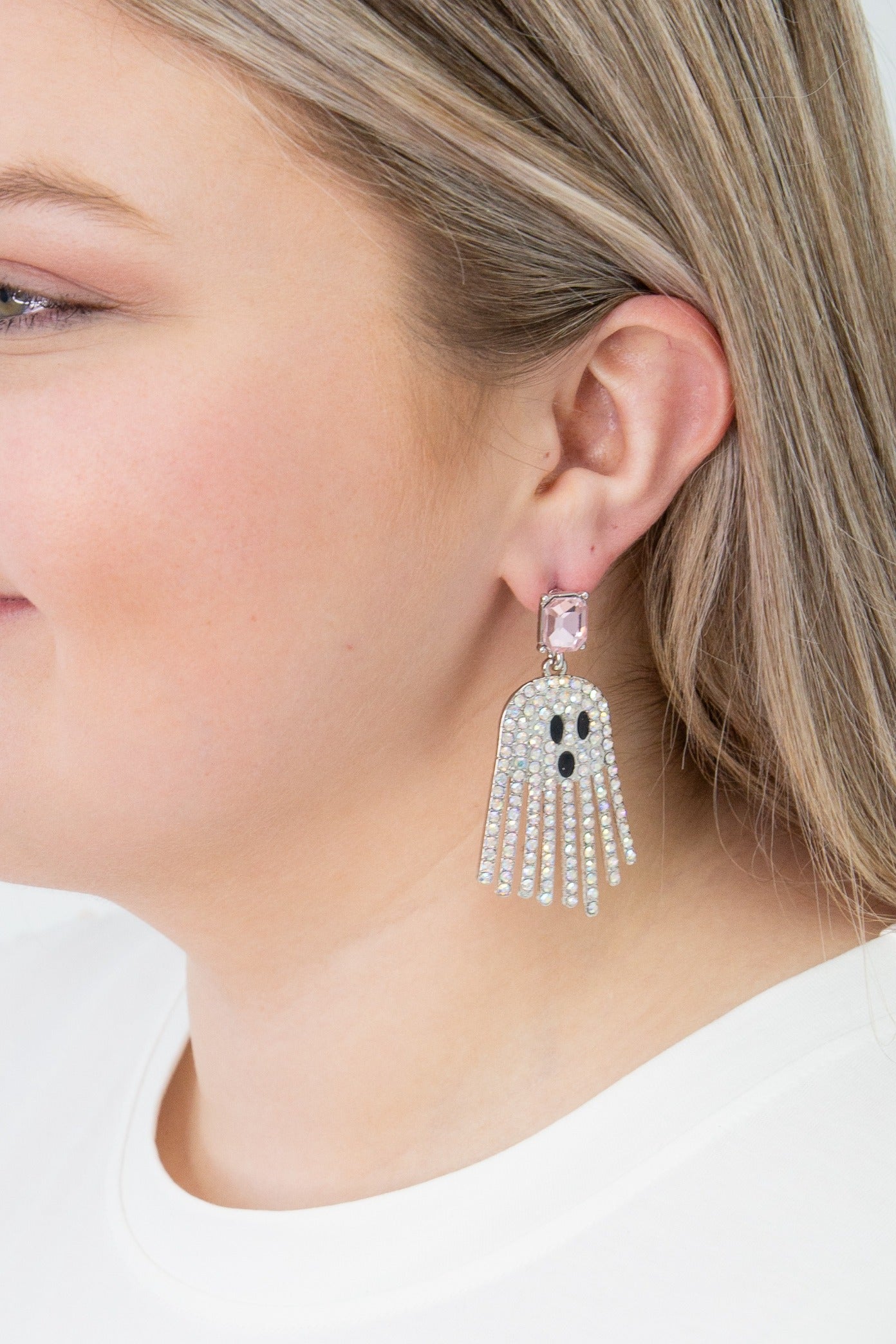 Rhinestone Ghost Earrings