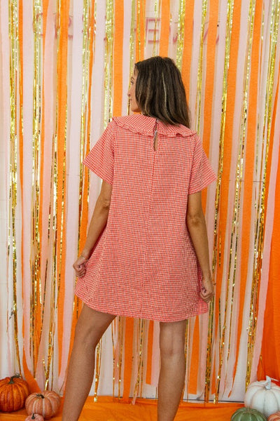 Orange and Grey Gingham Dress
