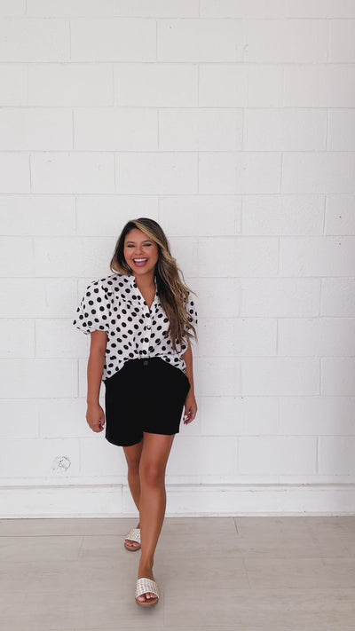 Polka Dot Puff Sleeve Top