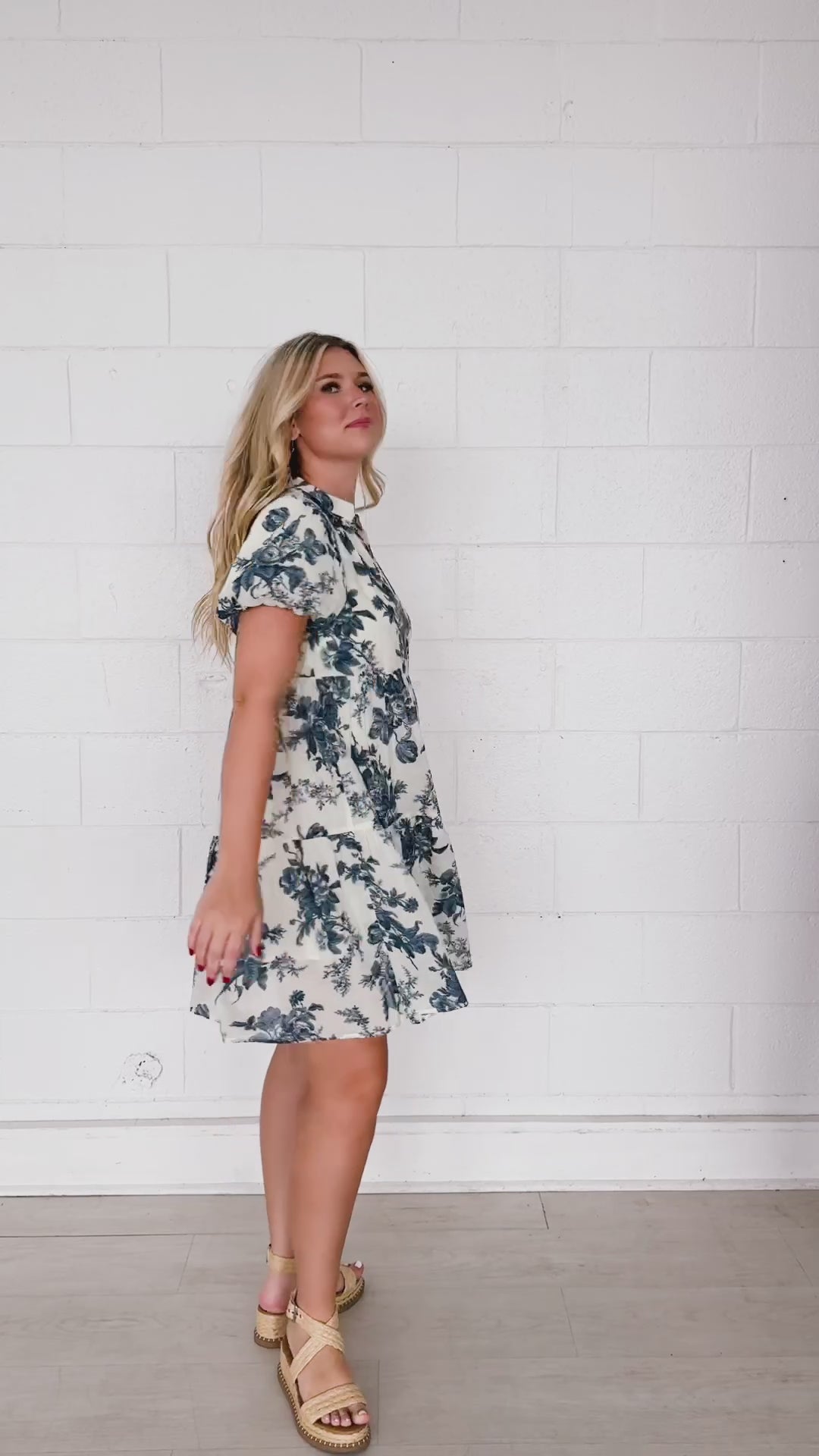 Blue and Ivory Floral Dress