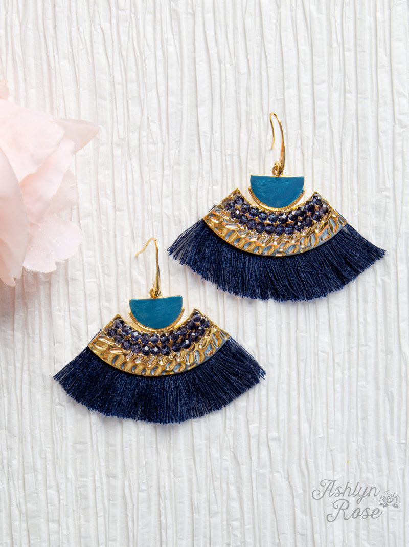 On a Safari Tassel Earrings, Royal Blue