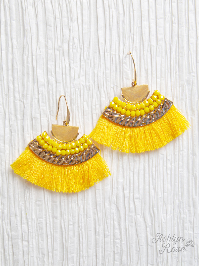 On a Safari Tassel Earrings, Yellow