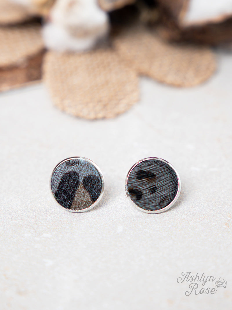 Love in a Little Stud Earrings, Grey Leopard