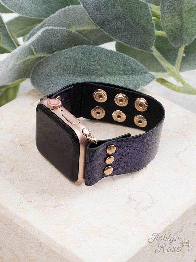 Snake, Rattle, & Roll 38/40 Leather Smart Watch Band, Navy