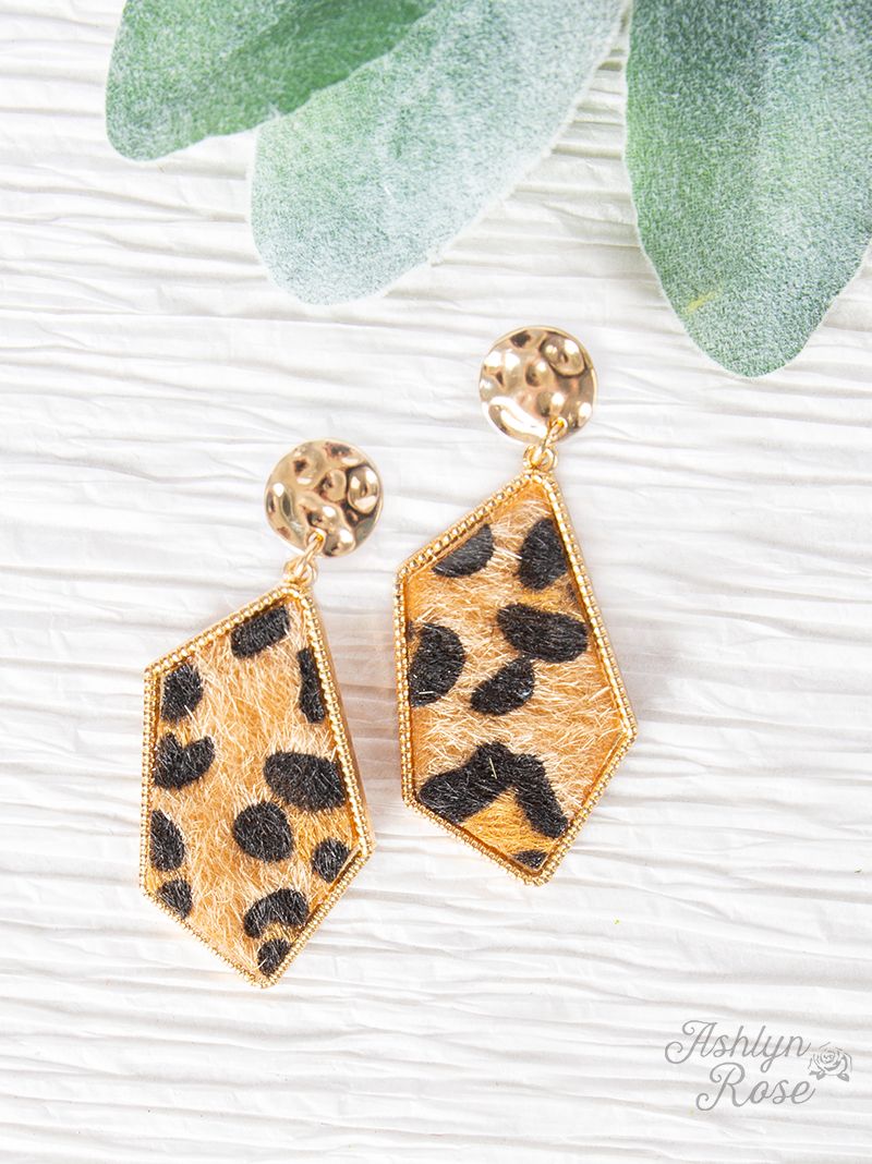 Let's Go Downtown Drop Earrings, Dark Leopard