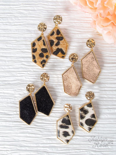 Let's Go Downtown Drop Earrings, Dark Leopard