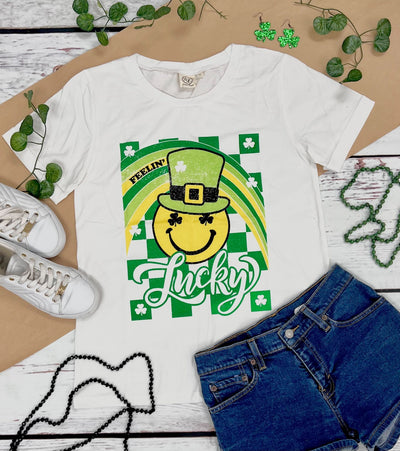 Feelin' Lucky on Vanilla Bean-White Cuff Tee