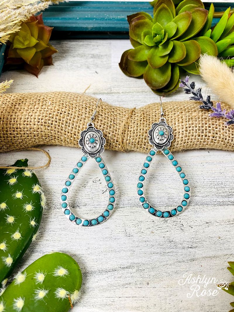 Never Gets Old Stone Drop Earrings in Turquoise