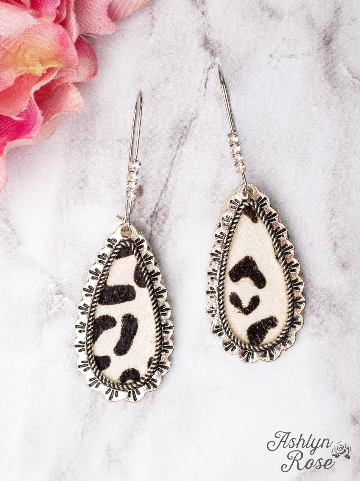 Making Memories White Leopard Teardrop Earrings