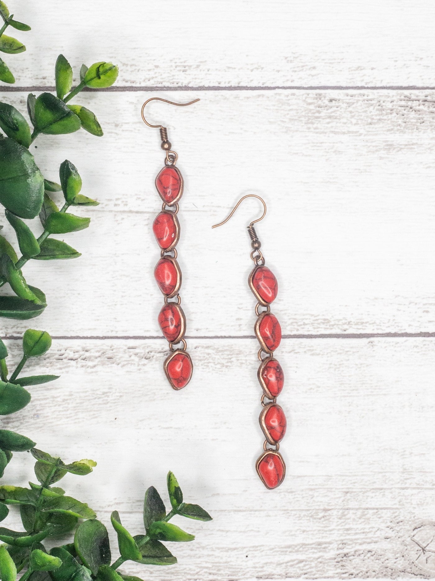 Ride For The Brand Red Stone Dangle Earrings