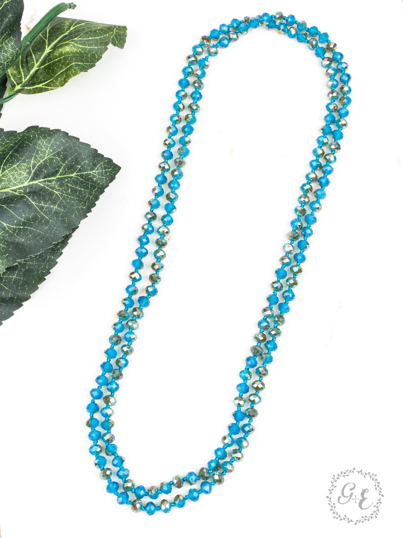 Rockin' C 90" Double Wrap Beaded Necklace, Turquoise & Brown 8MM