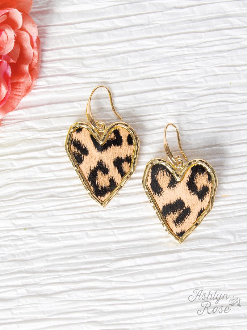 I Heart Leopard Earrings, Leopard