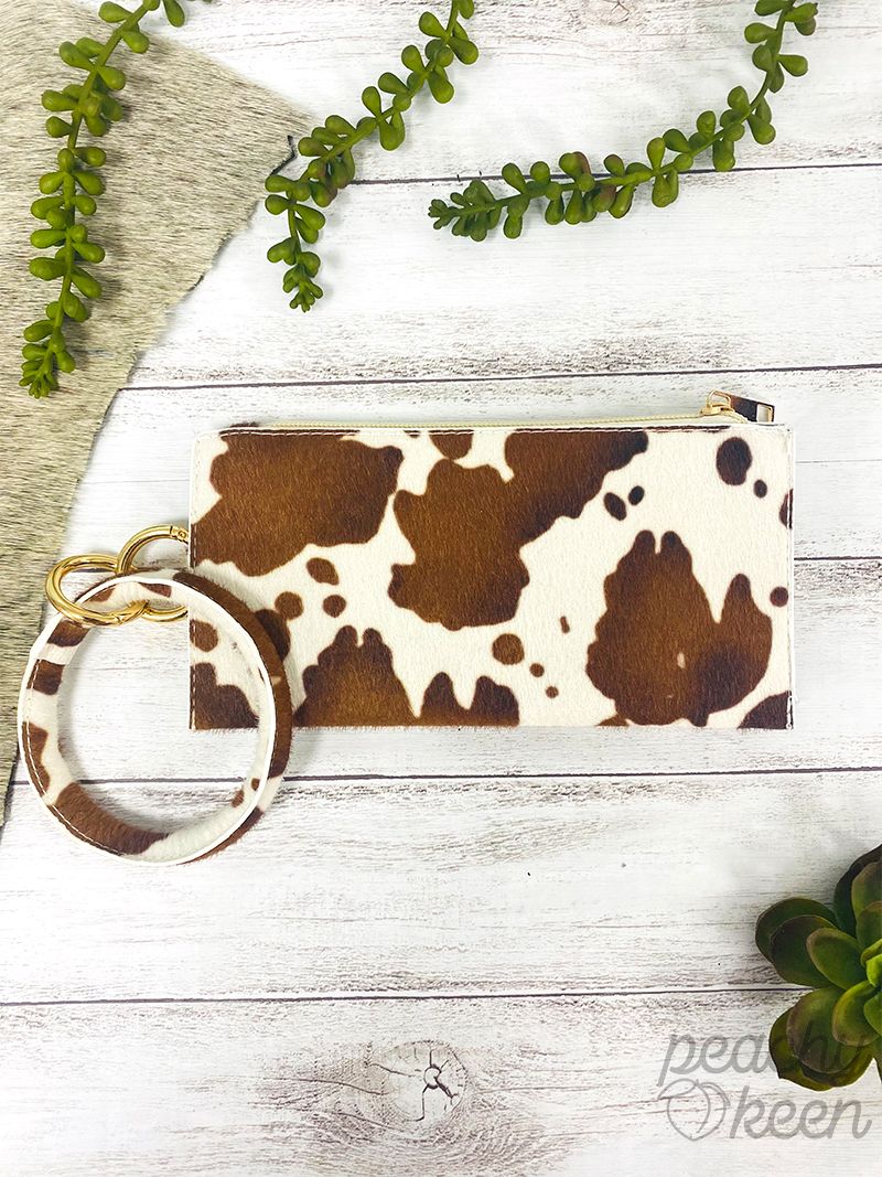 Take me to the stock show cowhide wristlet