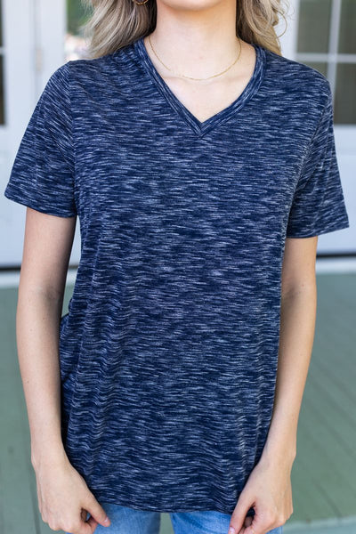 Heathered Blue V-Neck Tee