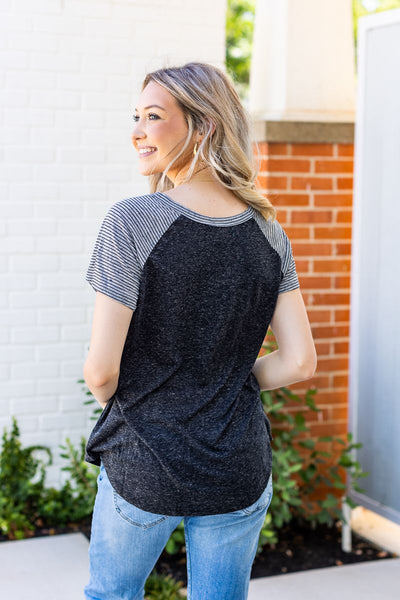 Charcoal Body with Grey & Black Striped Short Sleeve