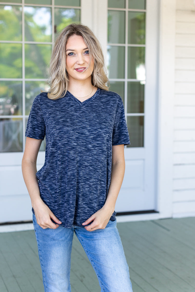 Heathered Blue V-Neck Tee